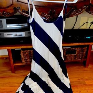 Navy blue white striped maxi